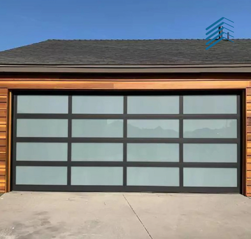 Brown Grid Rolling Garage Door with Remote Control