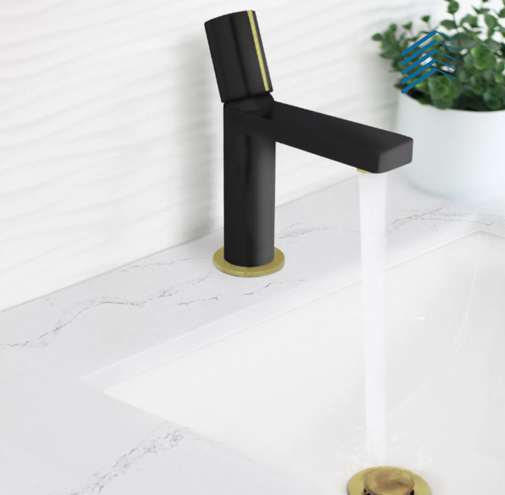Striped Handle Bathroom Faucet