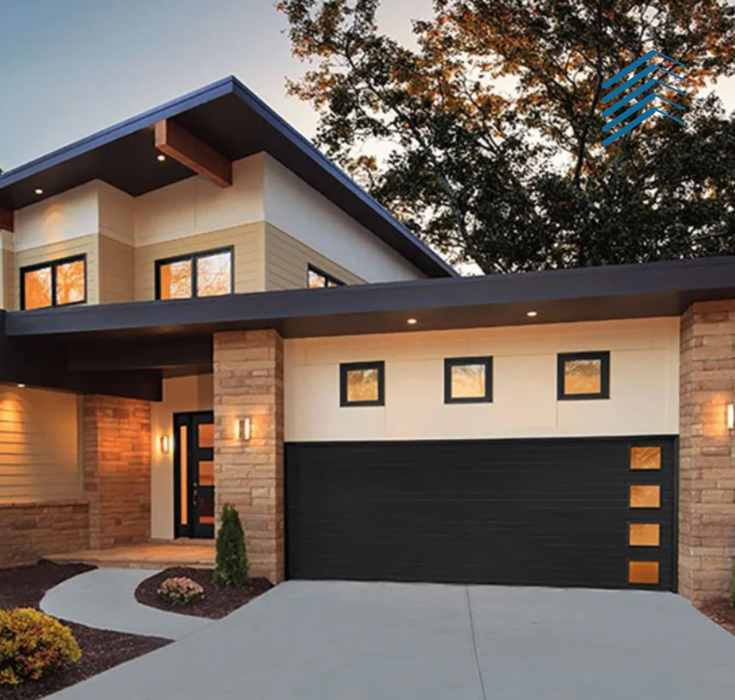 Solid Dark Extended Rolling Garage Door with Remote Control