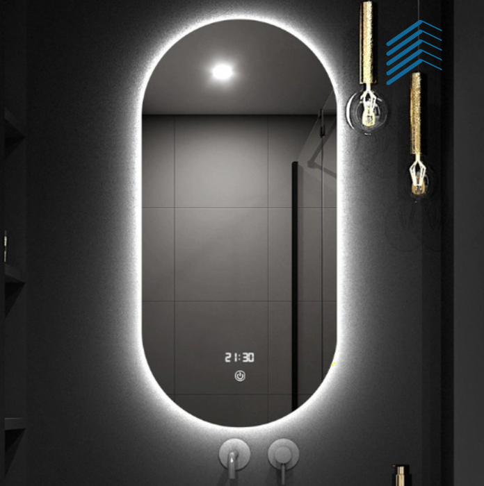 Smart Clock Oval Bathroom Mirror