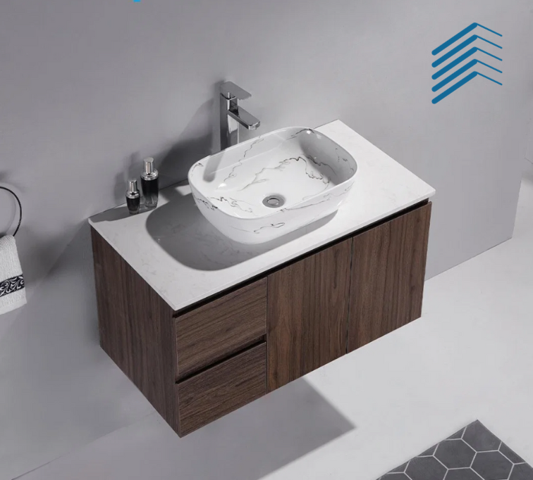 Floating Wooden Marbled Vanity