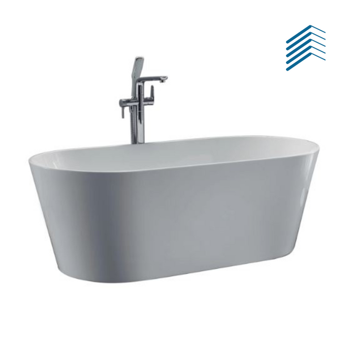 Freestanding Bathtub with Stainless Stand Support and Drainer