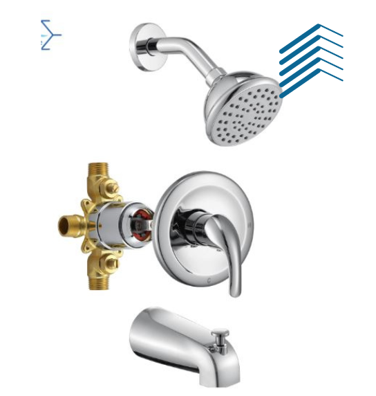 Hot and Cold Water Modern Pressure Balance Chrome Bathroom Wallmount Shower Set