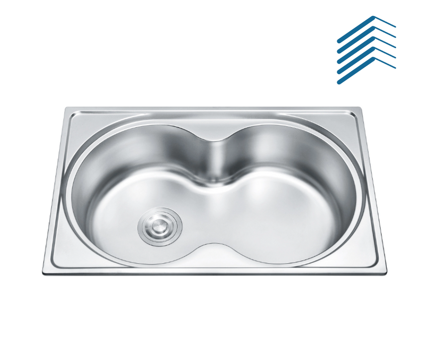 Conjoined Stainless Steel Double Bowl Round Kitchen Sink