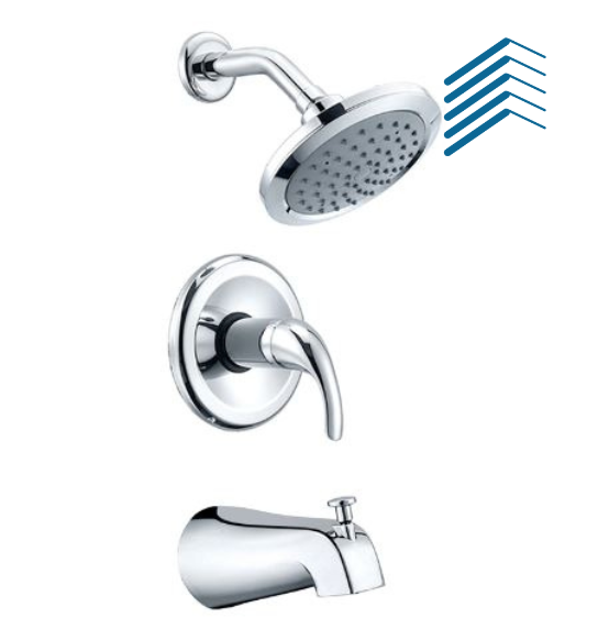 Single Handle Tub and Shower Faucet System with Single-Spray Shower Head Polished Chrome