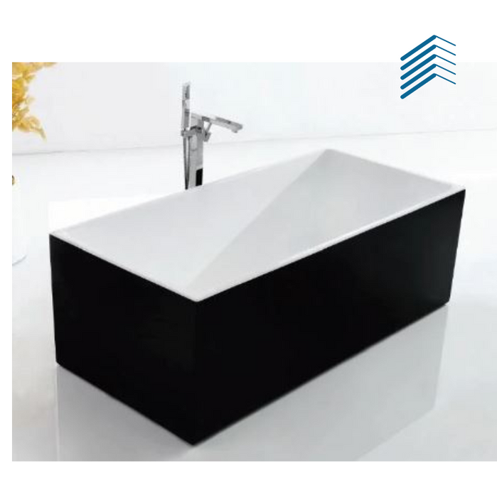 Black Finish Free Standing Bathtub Slim Edge Bath Hot Tub