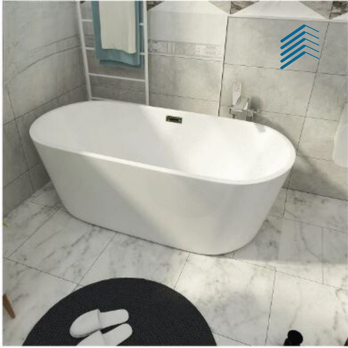 Freestanding Massage White Ellipse Bathtub