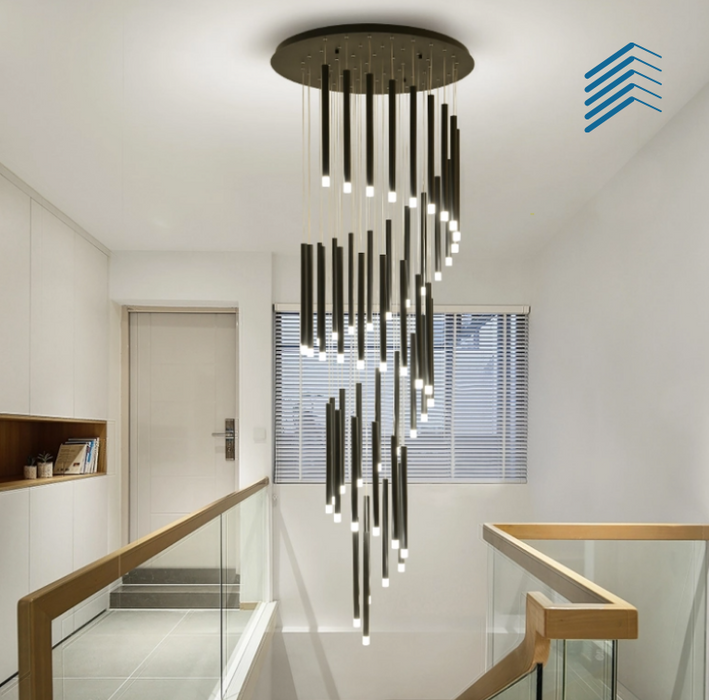 Tubular Spiraled Chandelier