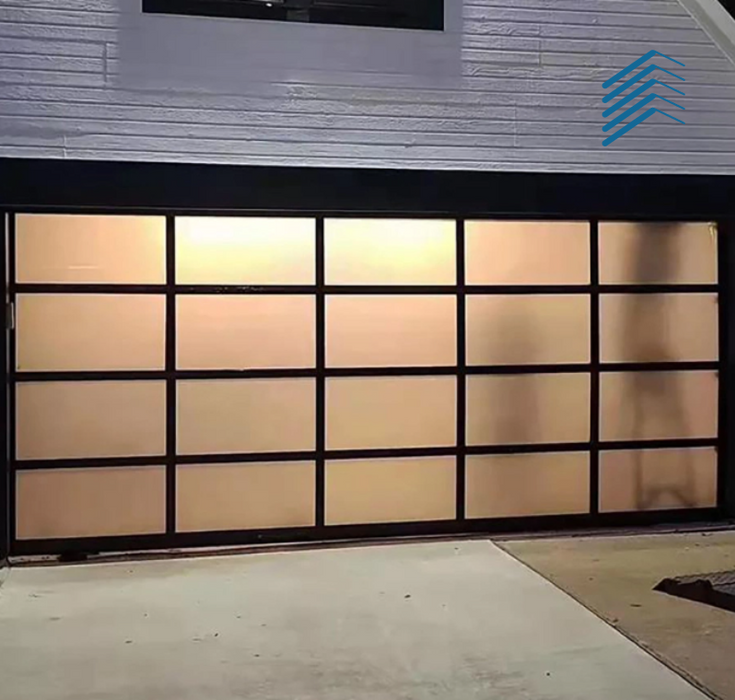 Privacy Glass Grid Rolling Garage Door with Remote Control