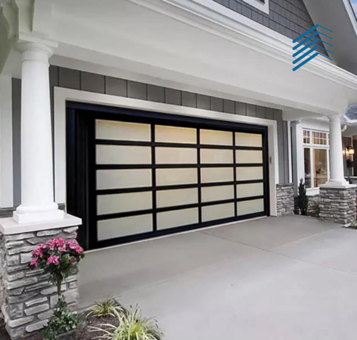 Dark Grid Rolling Garage Door with Remote Control