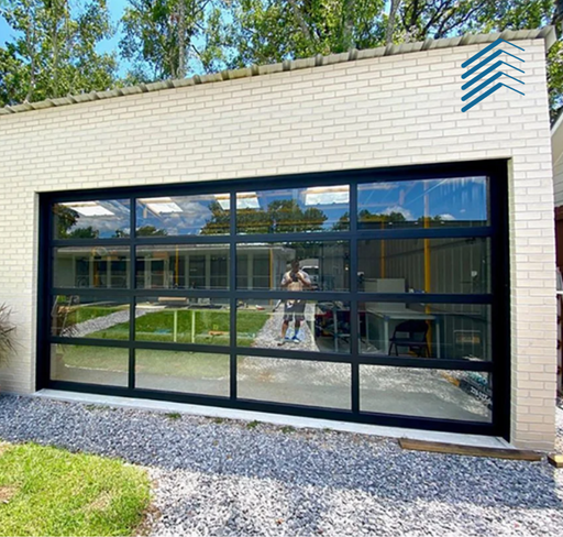 Glass Grid Rolling Garage Door with Remote Control