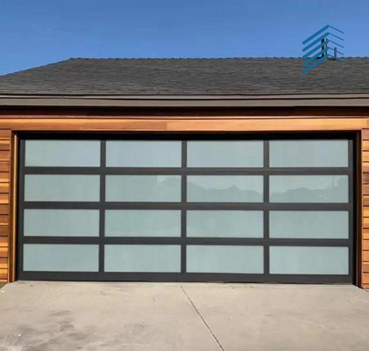 Brown Grid Rolling Garage Door with Remote Control
