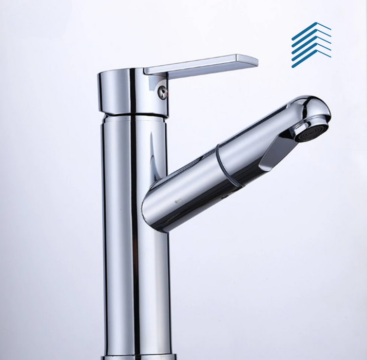 Chromed Pull-Out Bathroom Faucet