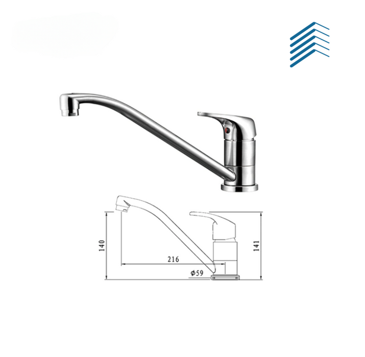 Single Handle Chromed Kitchen Faucet