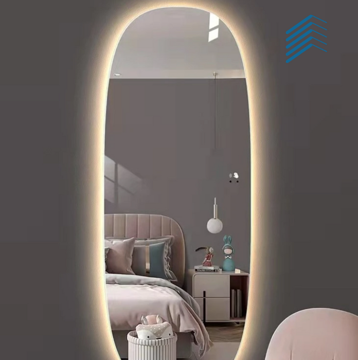 Squared Oval Full Length Mirror with LED Lights