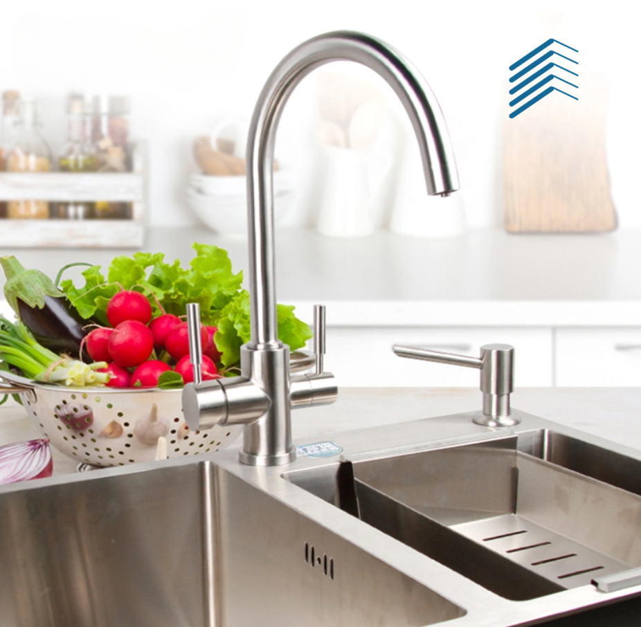 Dual Handle Stainless Faucet — covingtonsupplyco