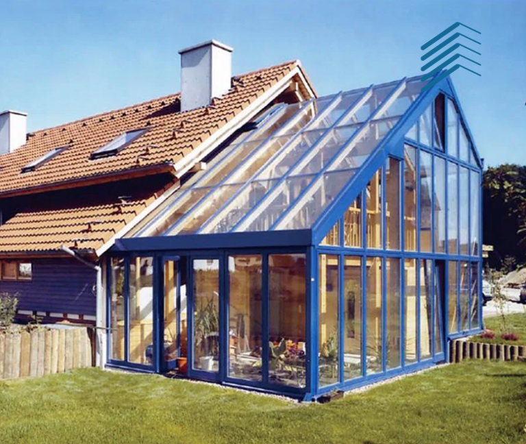 Attached Prefabricated Glass Sunroom with Traditional Roof