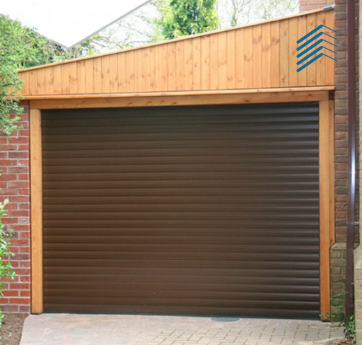 Brown Rolling Garage Door with Remote Control
