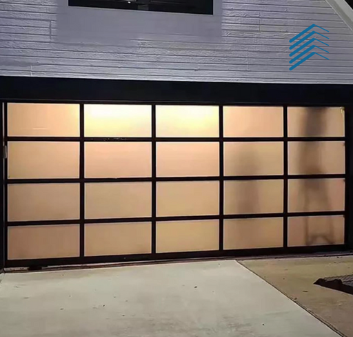 Privacy Glass Grid Rolling Garage Door with Remote Control
