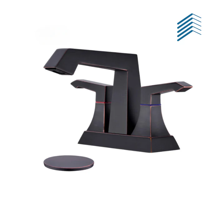 Dual Handle Centerset Square Bathroom Faucet