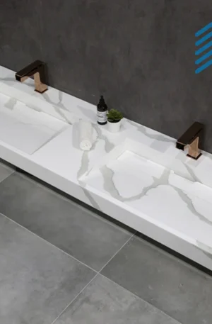 Double Bowl White Marble Basin