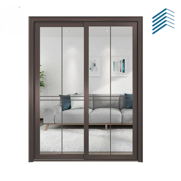Cross-lined Aluminum Exterior Patio Double Tempered Glass Door