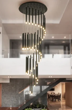 Tubular Spiraled Chandelier
